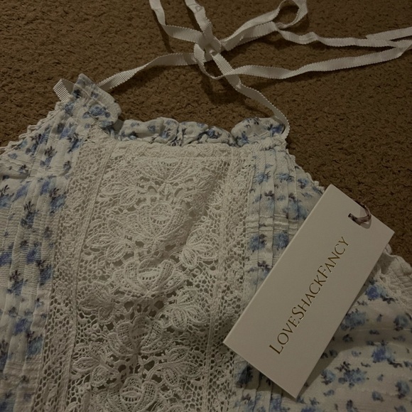 NWT LoveShackFancy KESIA Embroidered Lace Halter Floral Midi Dress Size M - Picture 6 of 8